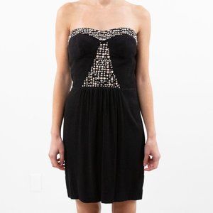 Rebecca Taylor Studded Black Dress 2 Strapless Goth Cocktail Party Halloween